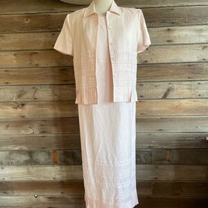 Vintage Jessica Howard Matching Button Down Shirt & Maxi Dress Size 10Petite EUC